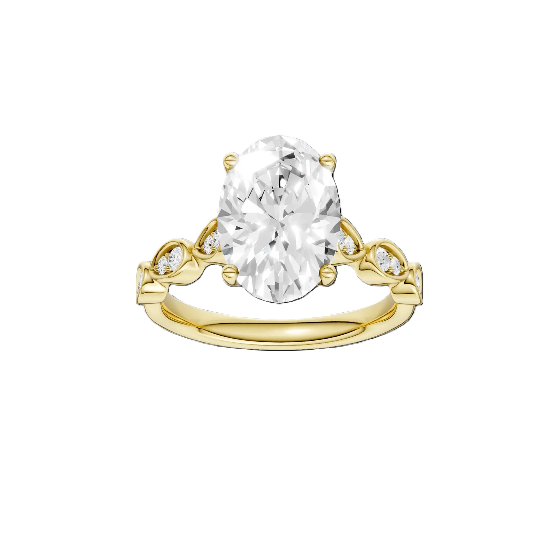 14K Yellow Gold Lab Grown Diamond Accented Engagement Ring