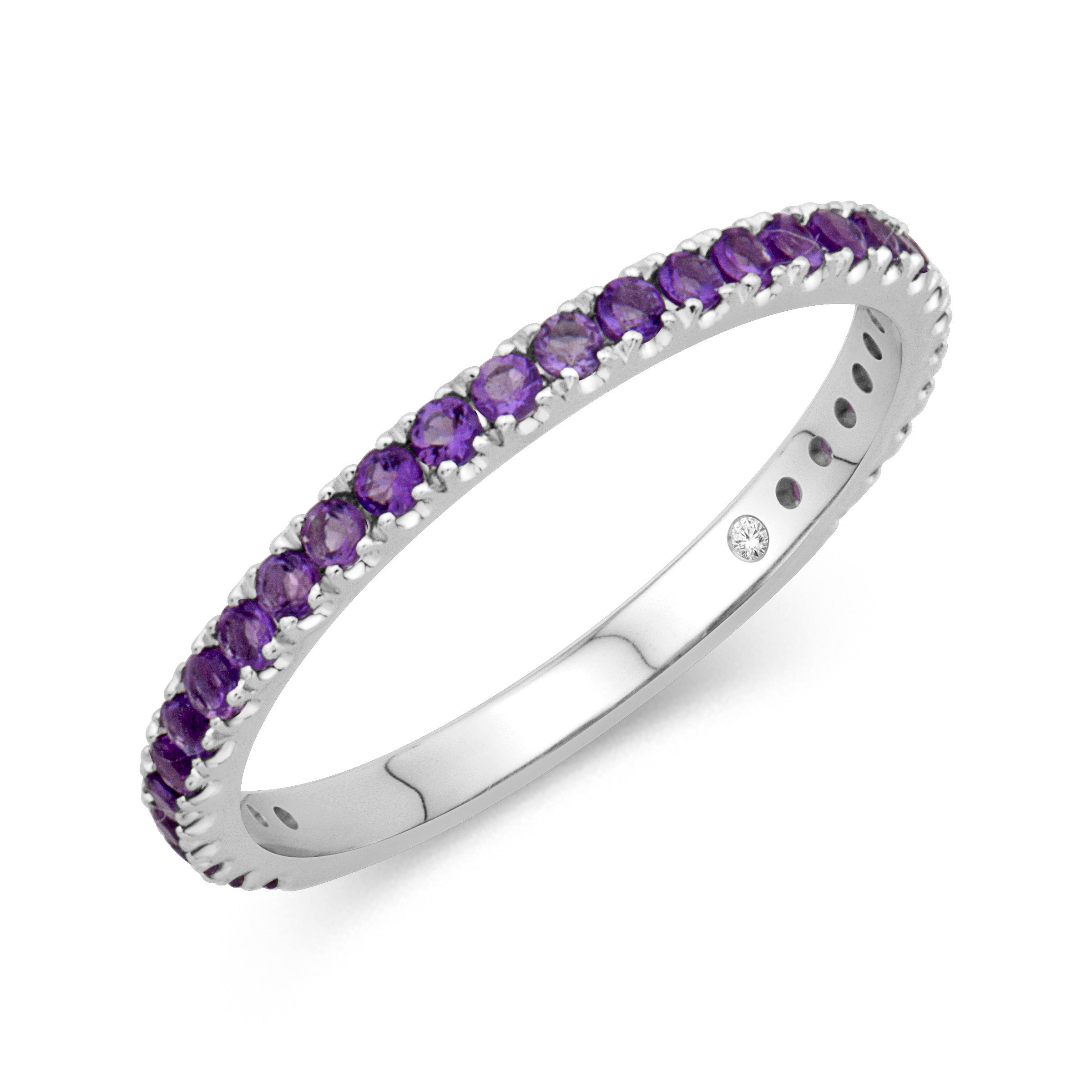 14K White Gold Amethyst Stackable Ring