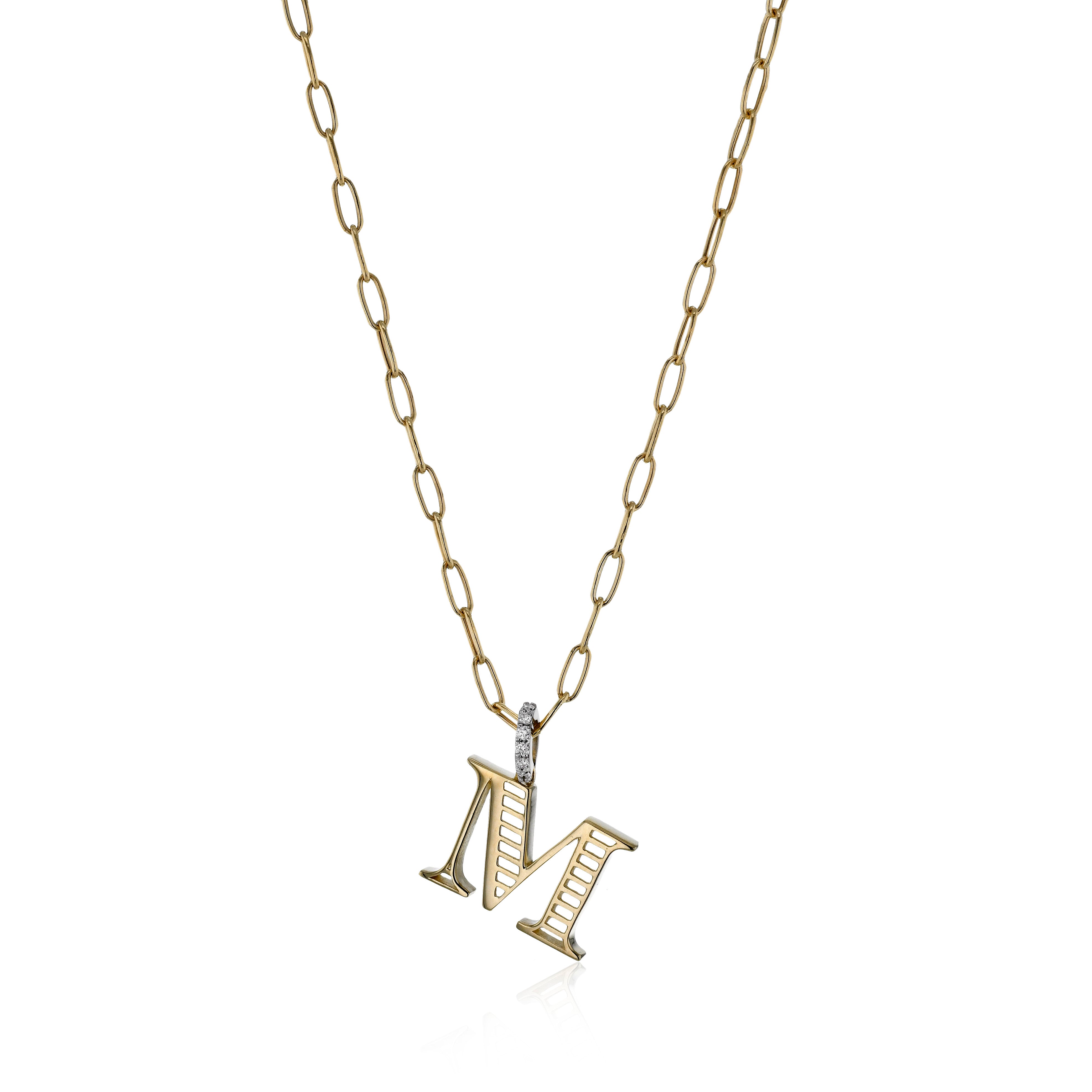 14K Yellow Gold Diamond Initial Pendant