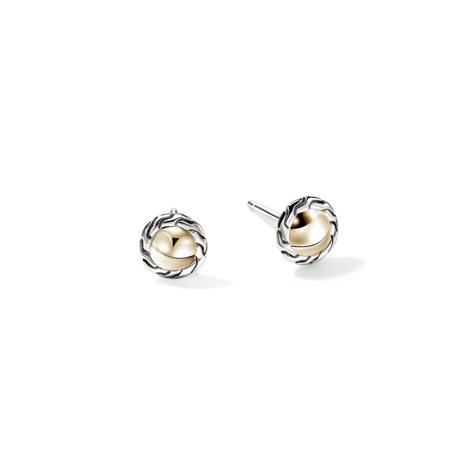 Sterling Silver & 14K Yellow Gold Stud Earrings