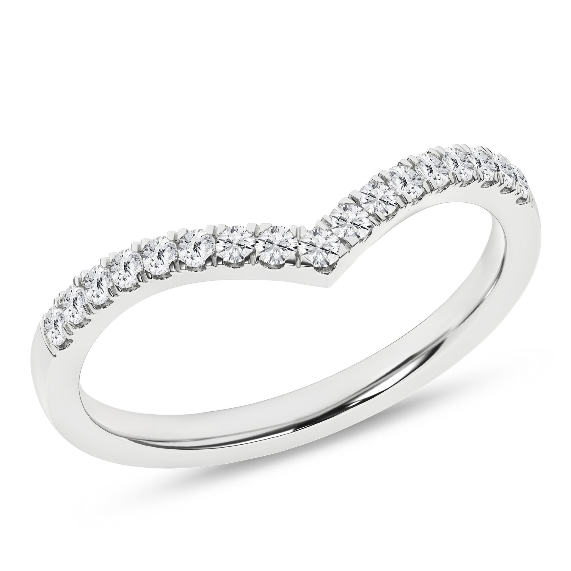 14K White Gold Lab Grown Diamond Contour Band