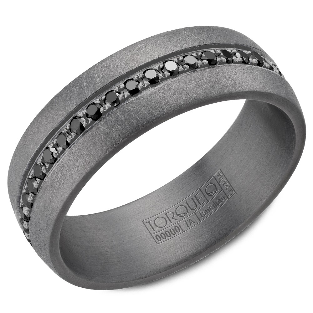 Men's Tantalum Gray 7mm Diamond Prong Set Band