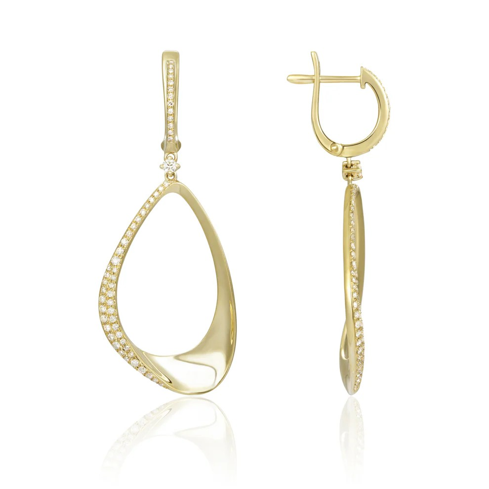 14K Yellow Gold Diamond Drop Earrings