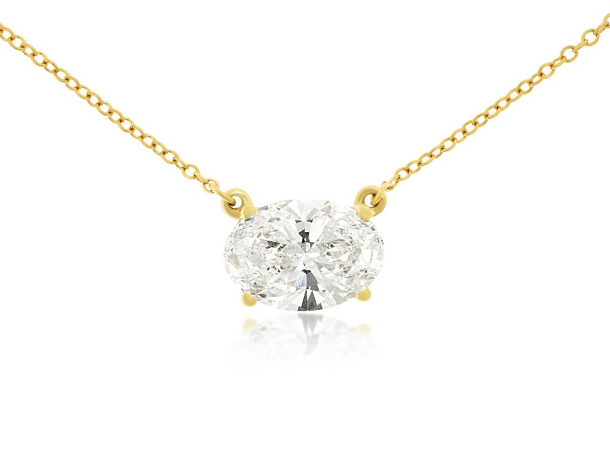 14K Yellow Gold Lab Grown Diamond Station Necklace