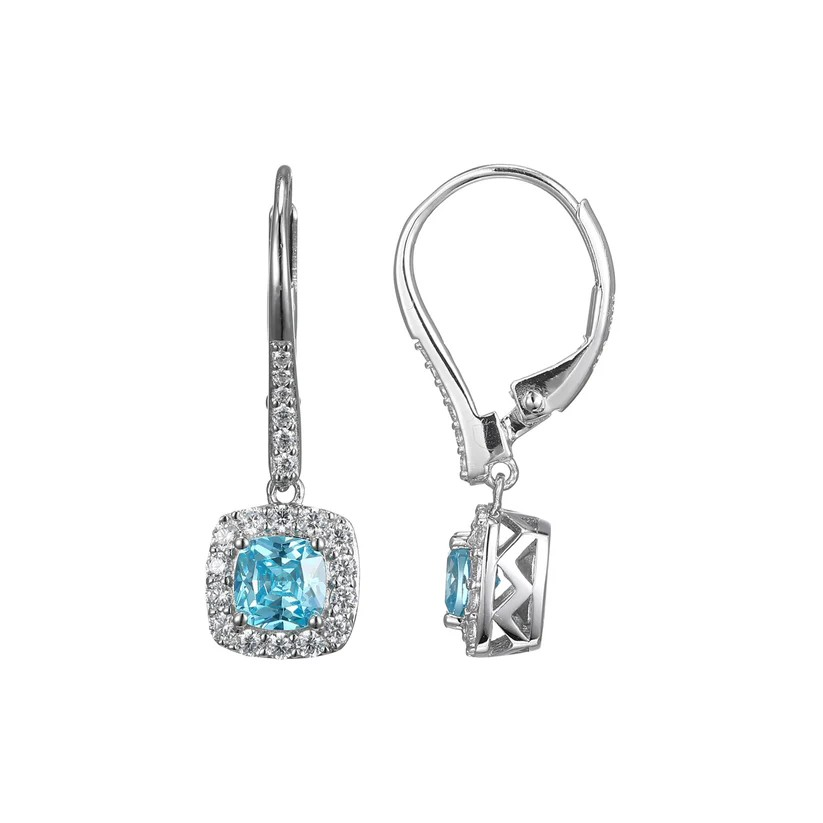 Sterling Silver CZ Drop Earrings