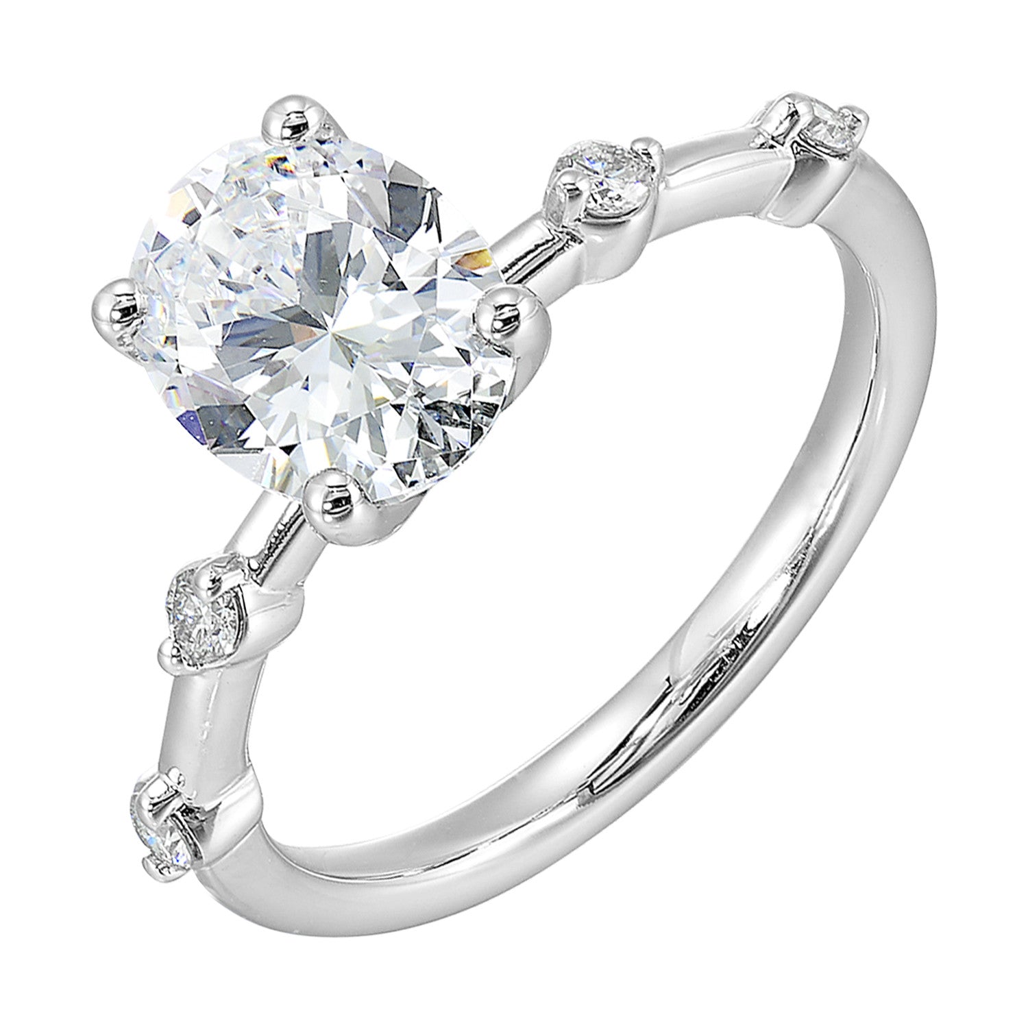 14K White Gold Diamond Accented Engagement Ring