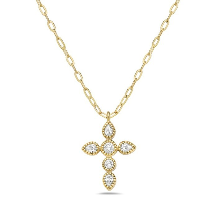 14K Yellow Gold Diamond Cross Pendant