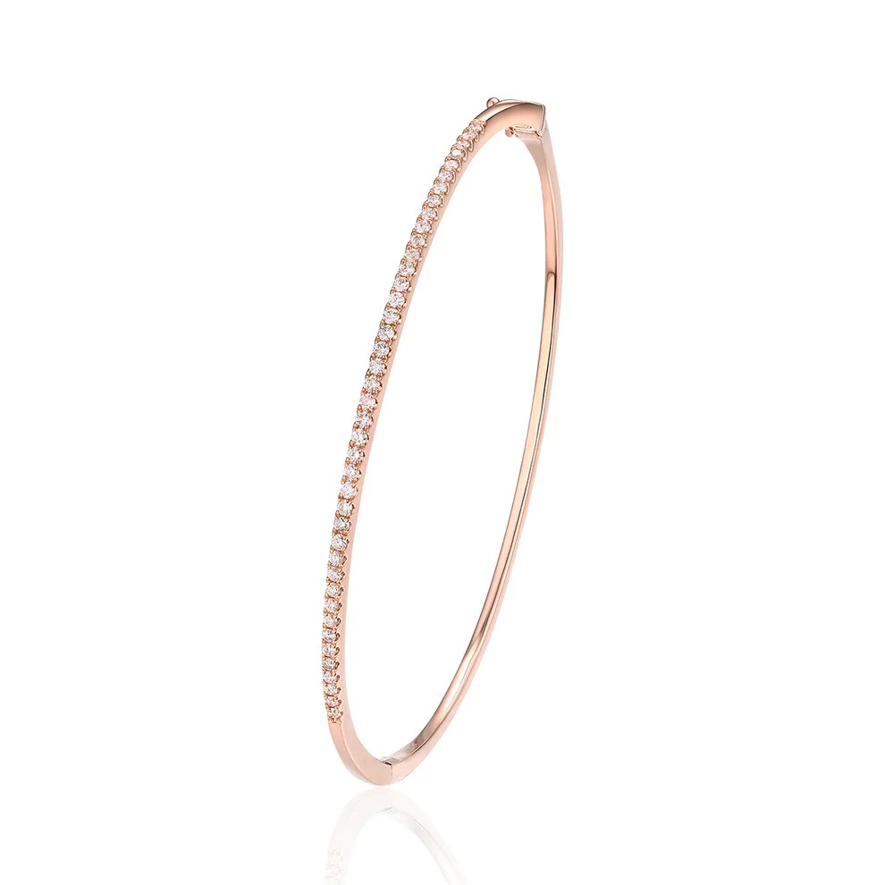 Ladies 14K Rose Gold Diamond Bangle Bracelet