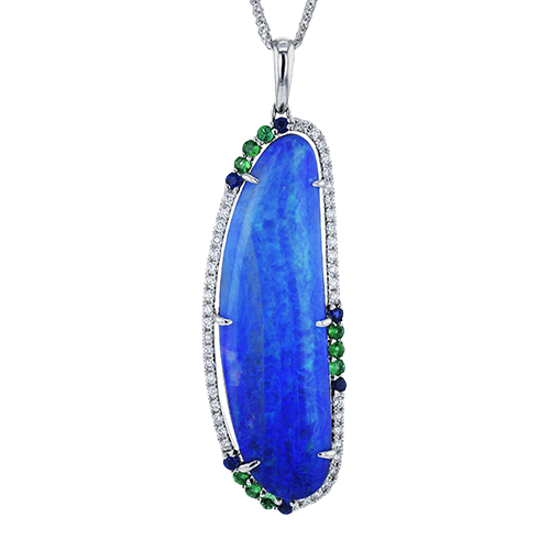 18K White Gold Opal Free Form Pendant
