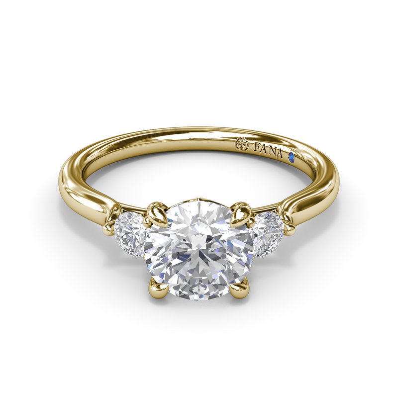 14K Yellow Gold Diamond 3 Stone Engagement Ring