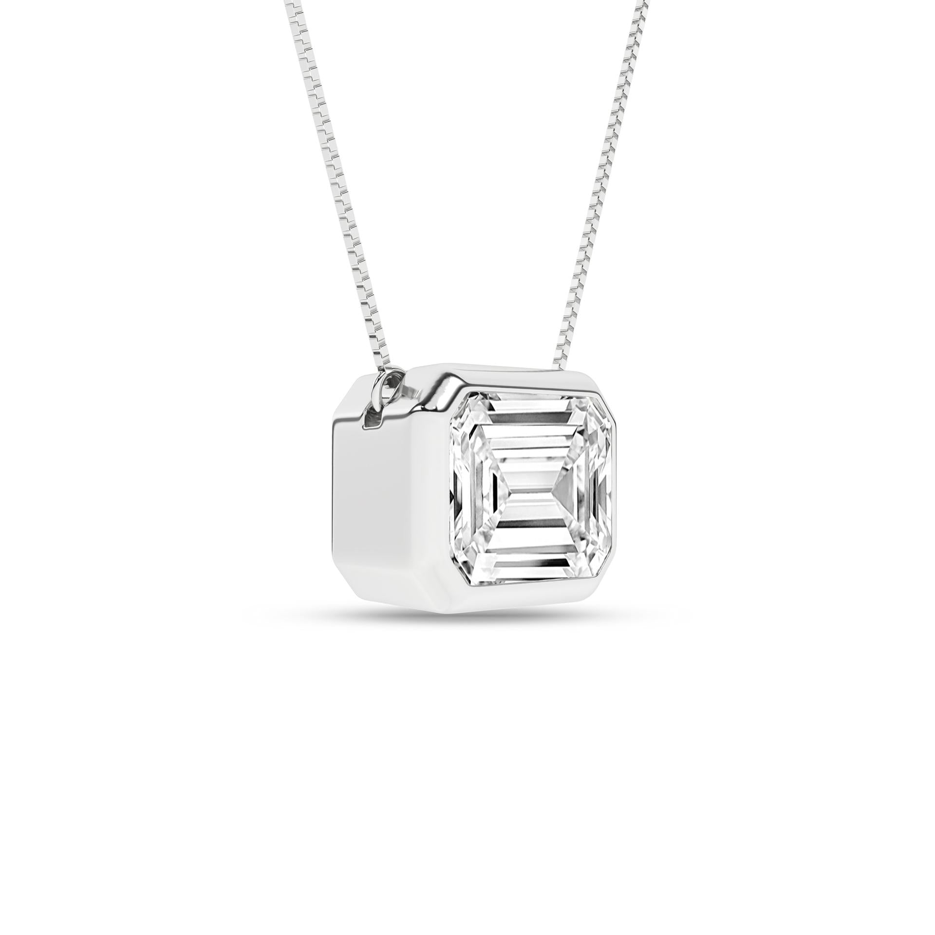 14K White Gold Lab Grown Diamond Bezel Set Pendant