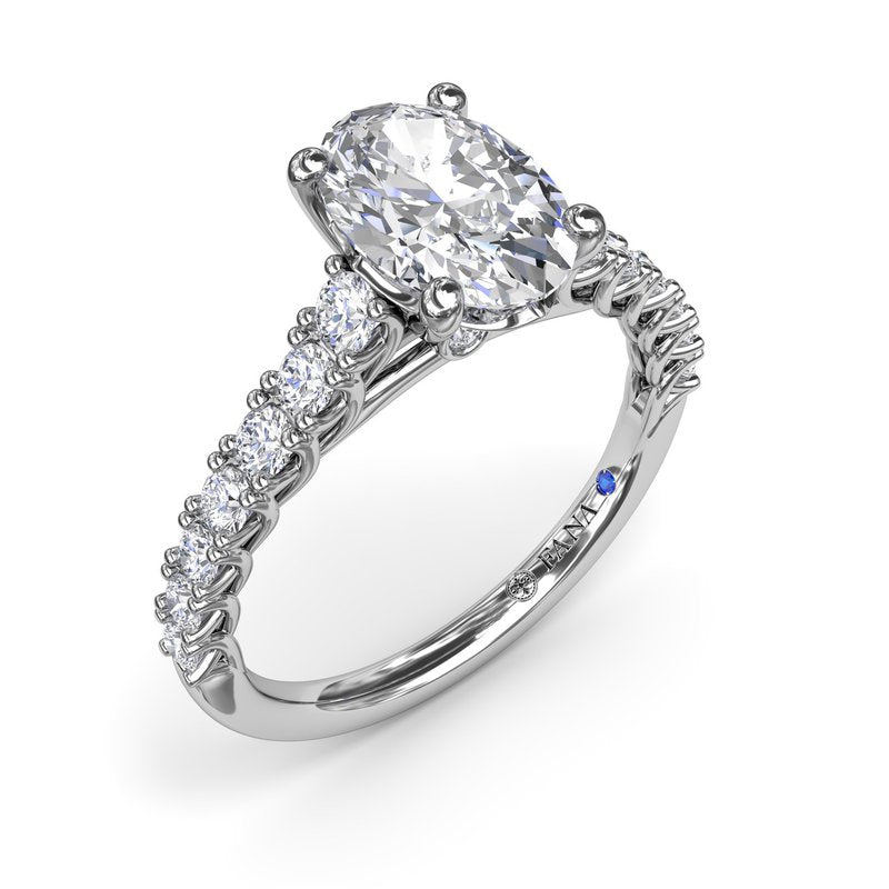 14K White Gold Diamond Accented Engagement Ring