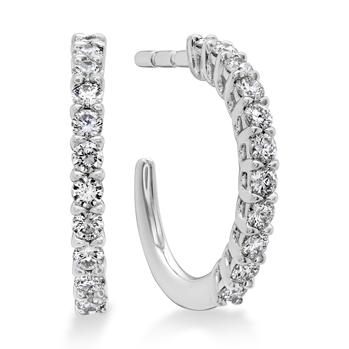 18K White Gold Diamond Hoop Earrings