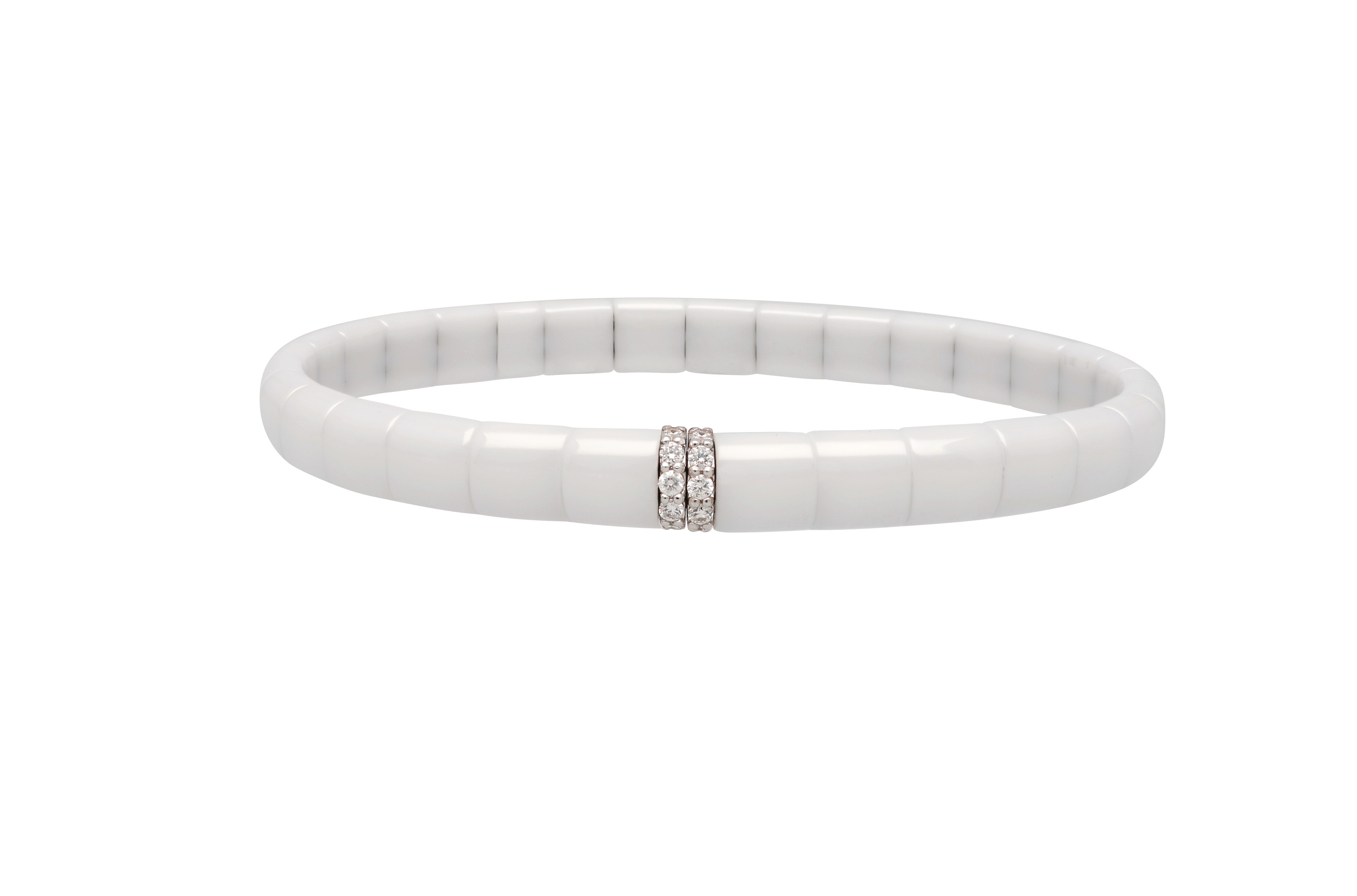 Ladies White Ceramic Diamond Stretch Bracelet