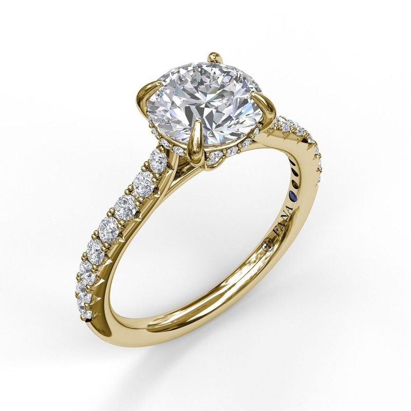 14K Yellow Gold Diamond Hidden Halo Engagement Ring