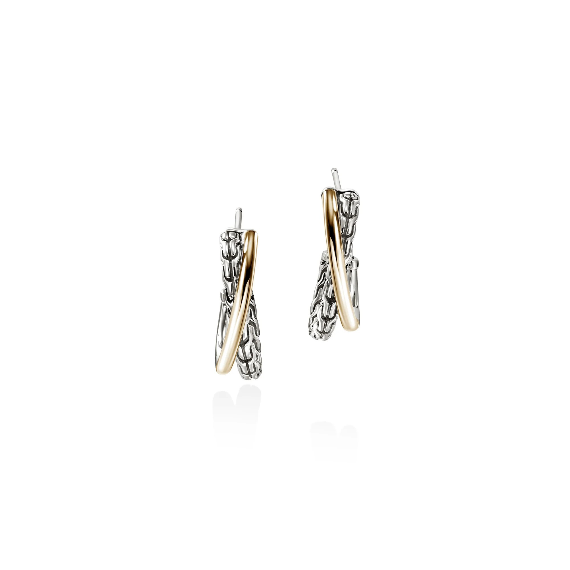 Sterling Silver Two Tone Hoop Earrings