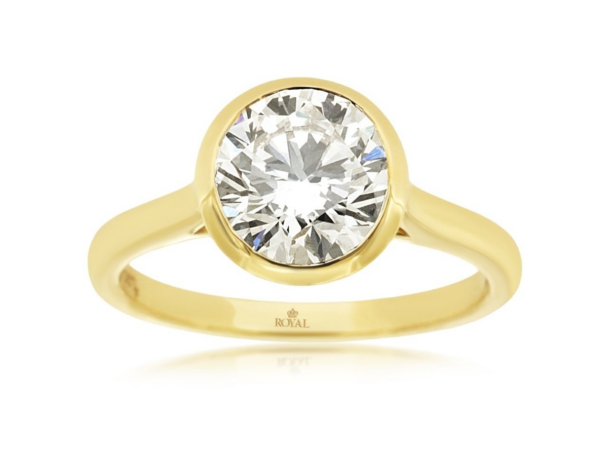 14K Yellow Gold Lab Grown Diamond Bezel Set Engagement Ring