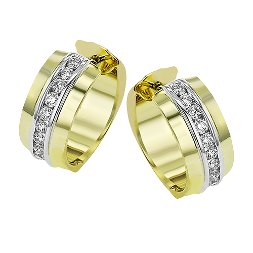 18K Two Tone Diamond Hoop Earrings