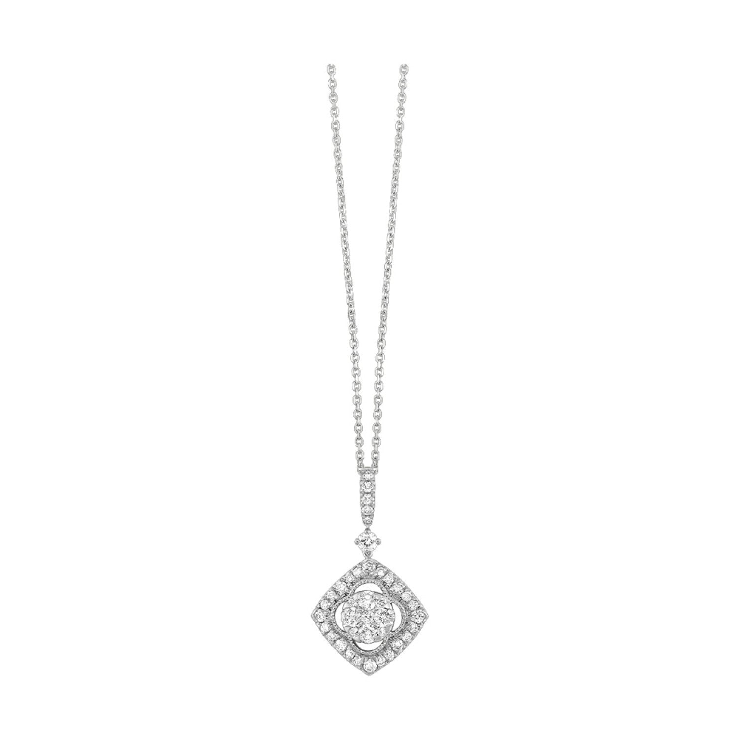 14K Yellow Gold Diamond Cluster Pendant