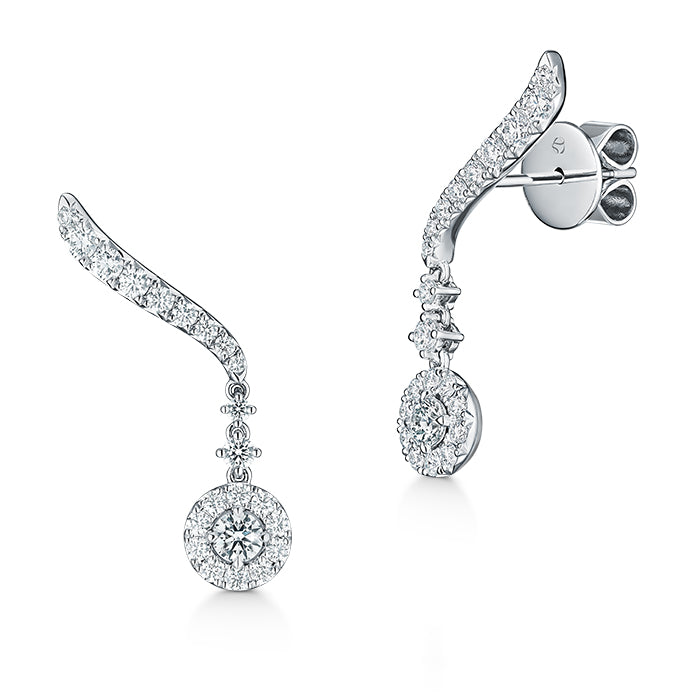 18K White Gold Diamond Drop Earrings