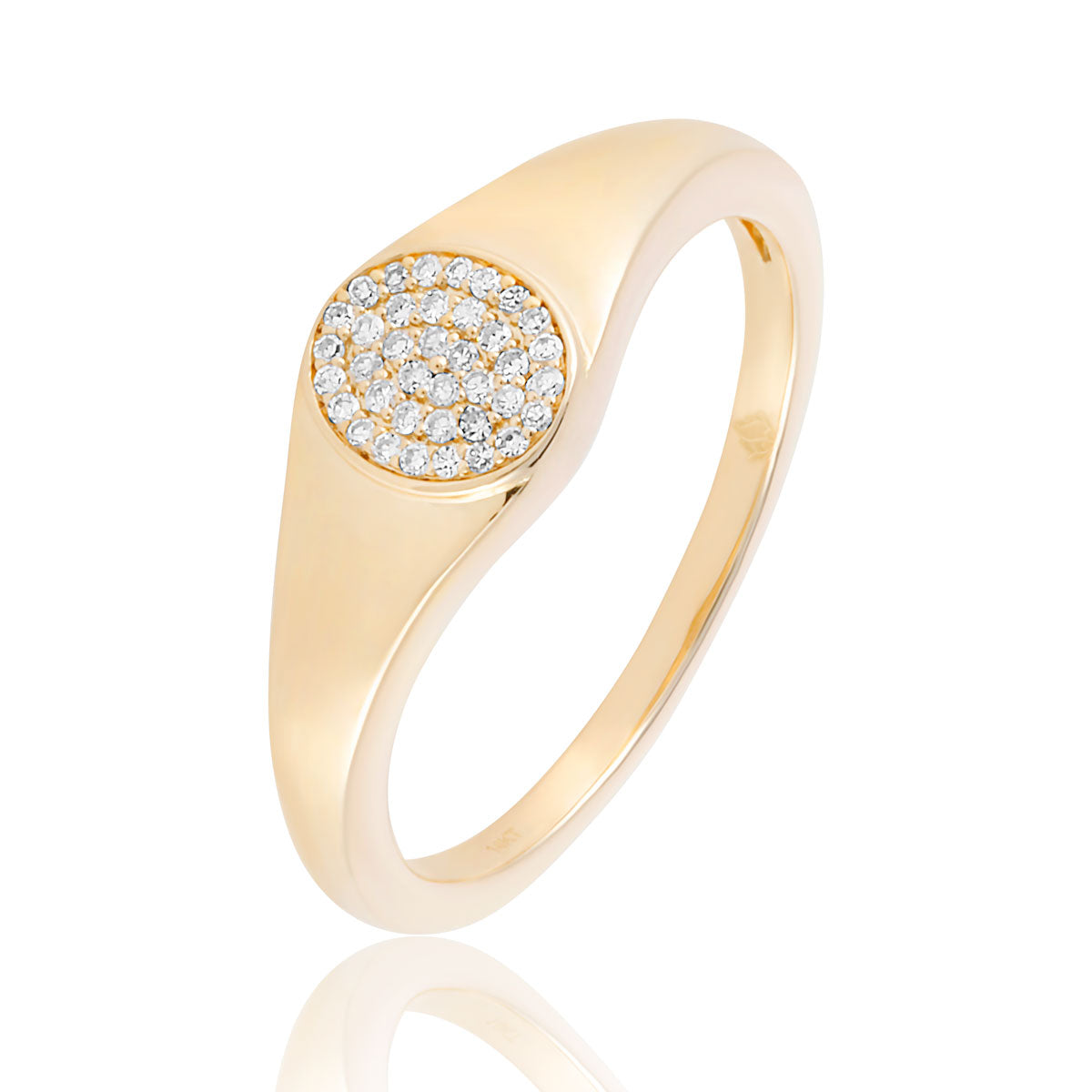 14K Yellow Gold Diamond Signet Ring