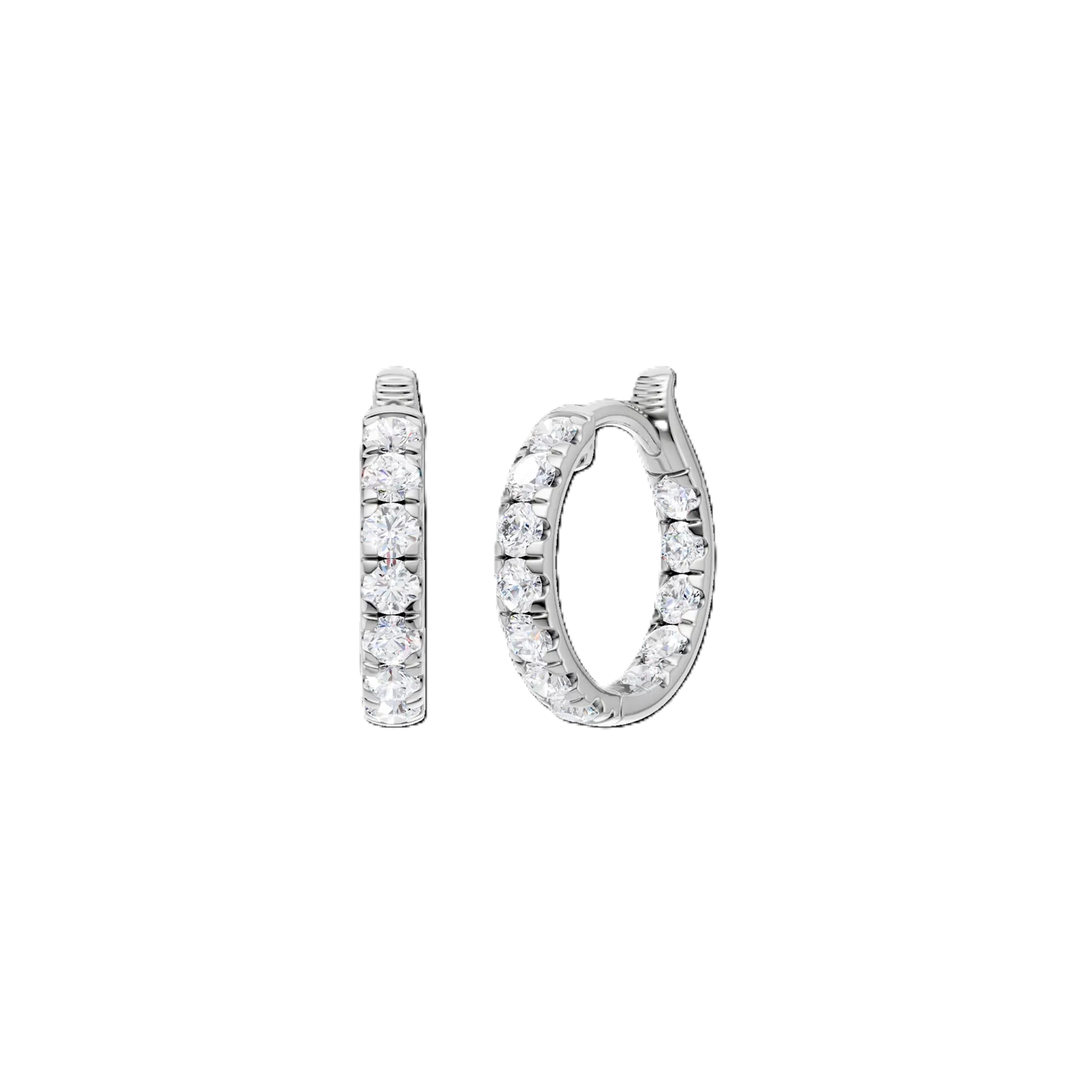 14K White Gold Lab Grown Diamond Huggie Earrings