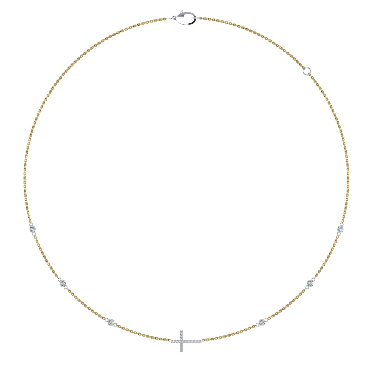 14K Yellow Gold Diamond Cross Pendant