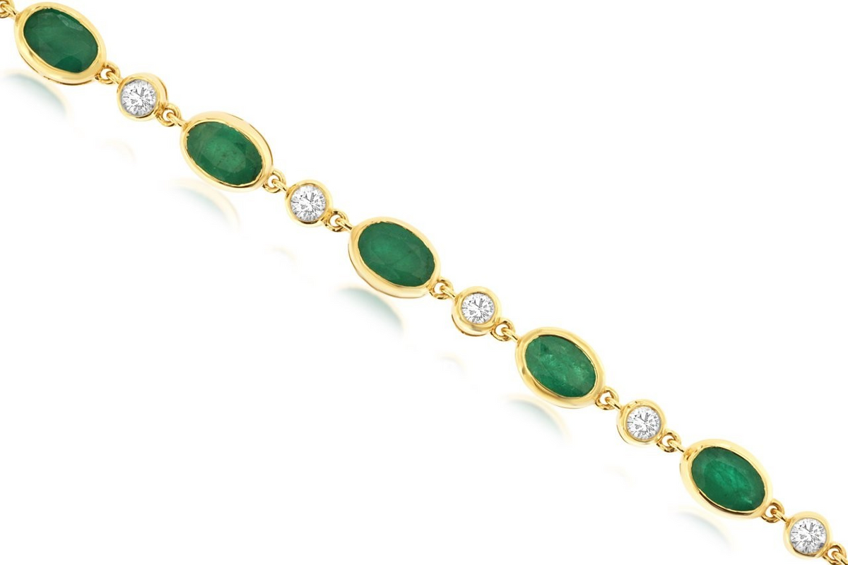 Women's 14K Yellow Gold Emerald Tennis Bracelet
