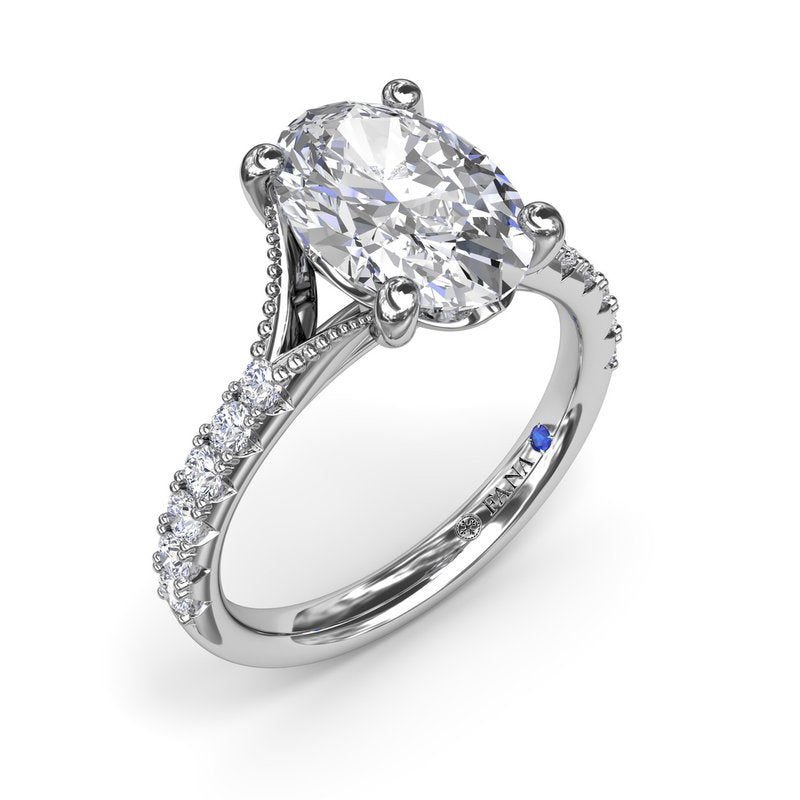 14K White Gold Diamond Accented Engagement Ring