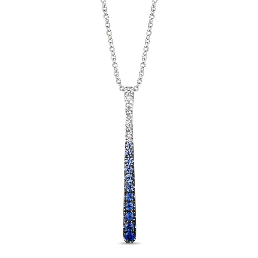 14K White Gold Sapphire Drop Pendant