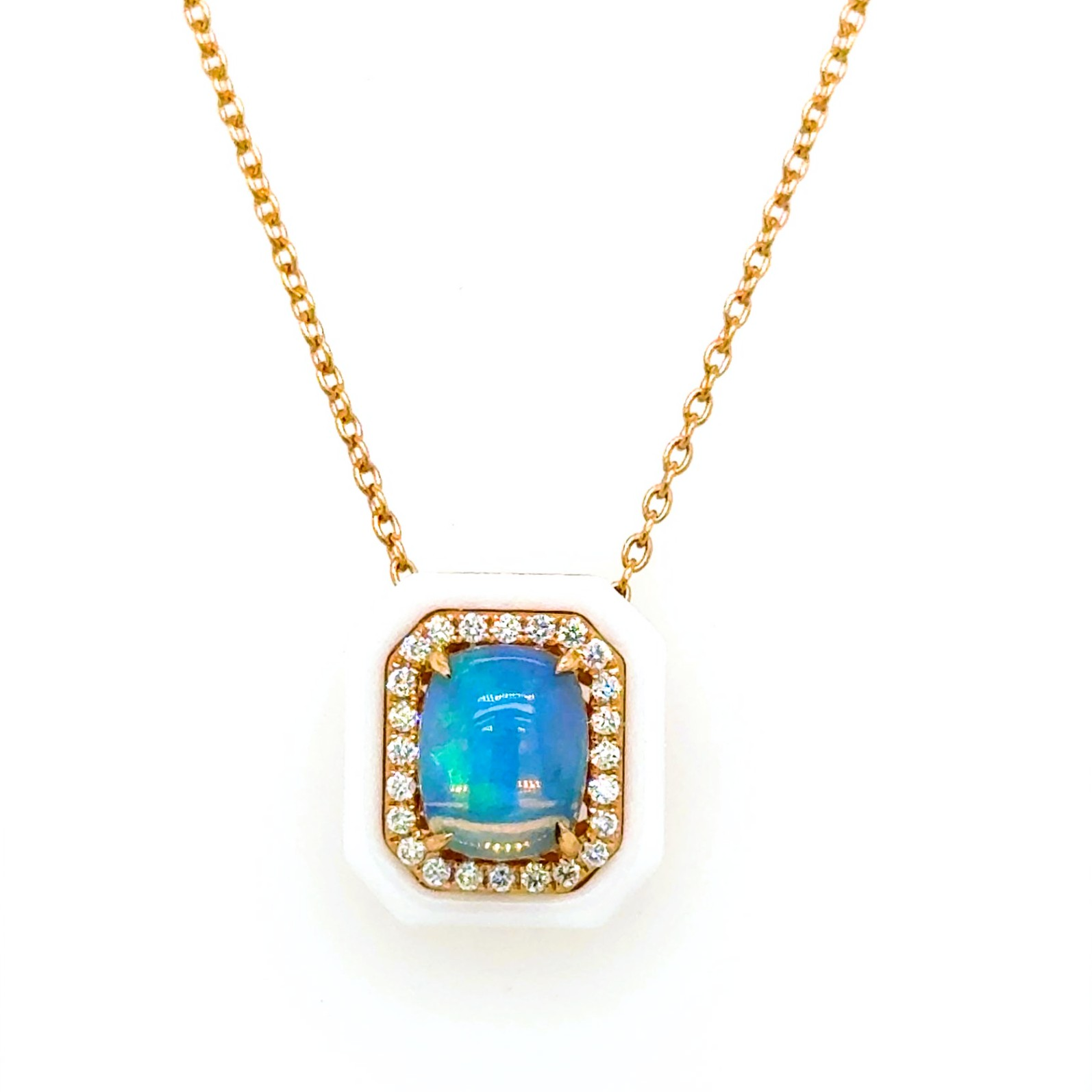 14K Yellow Gold Opal Drop Pendant