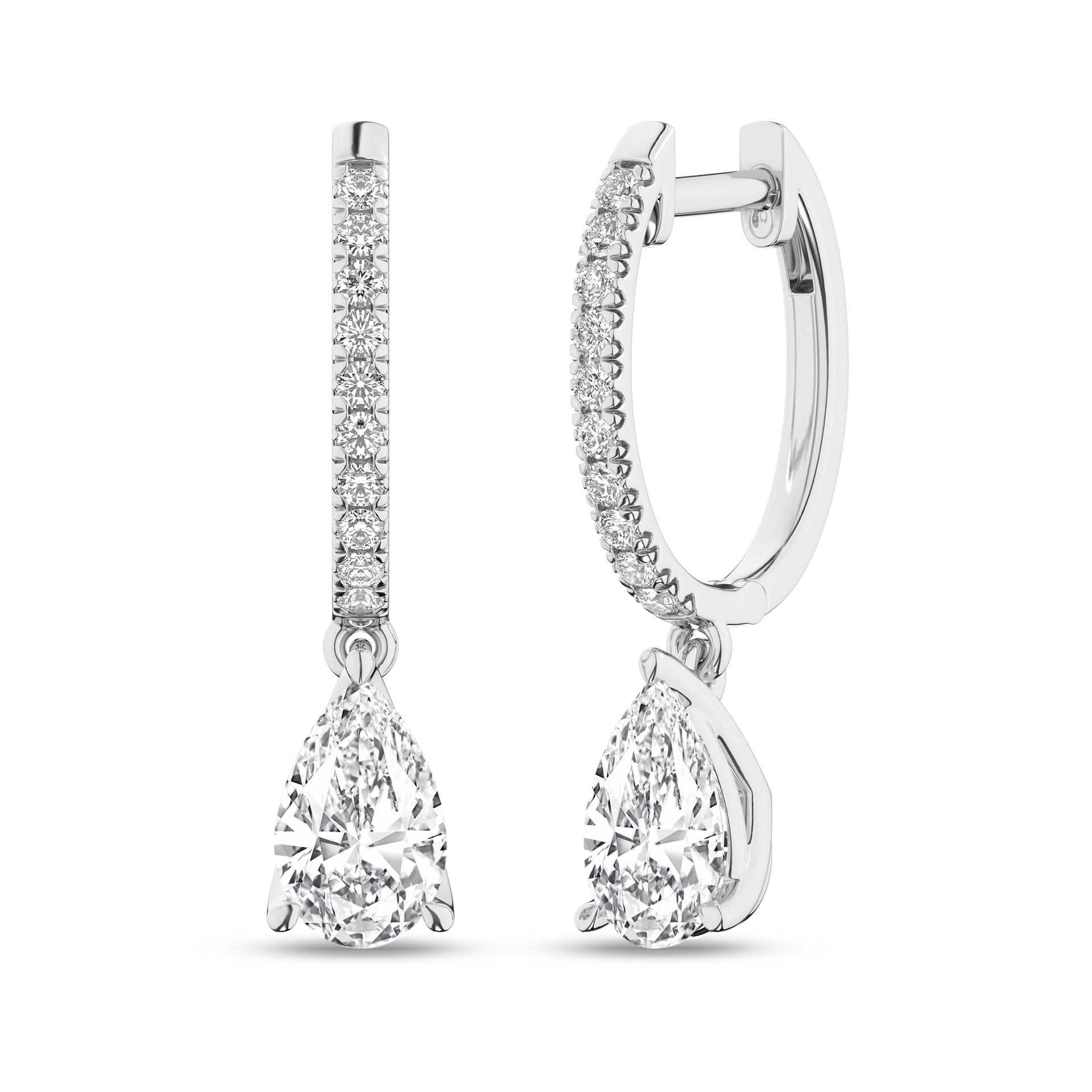 14K White Gold Lab Grown Diamond Drop Earrings