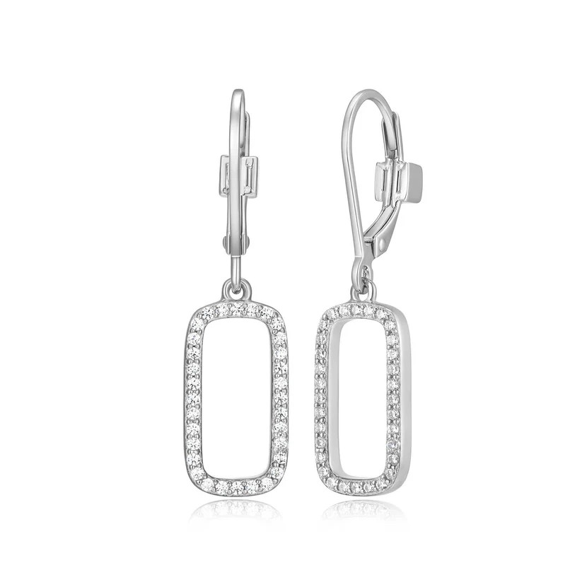 Sterling Silver CZ Drop Earrings