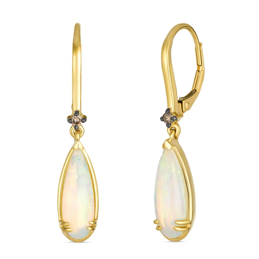 14K Yellow Gold Opal Drop Earrings