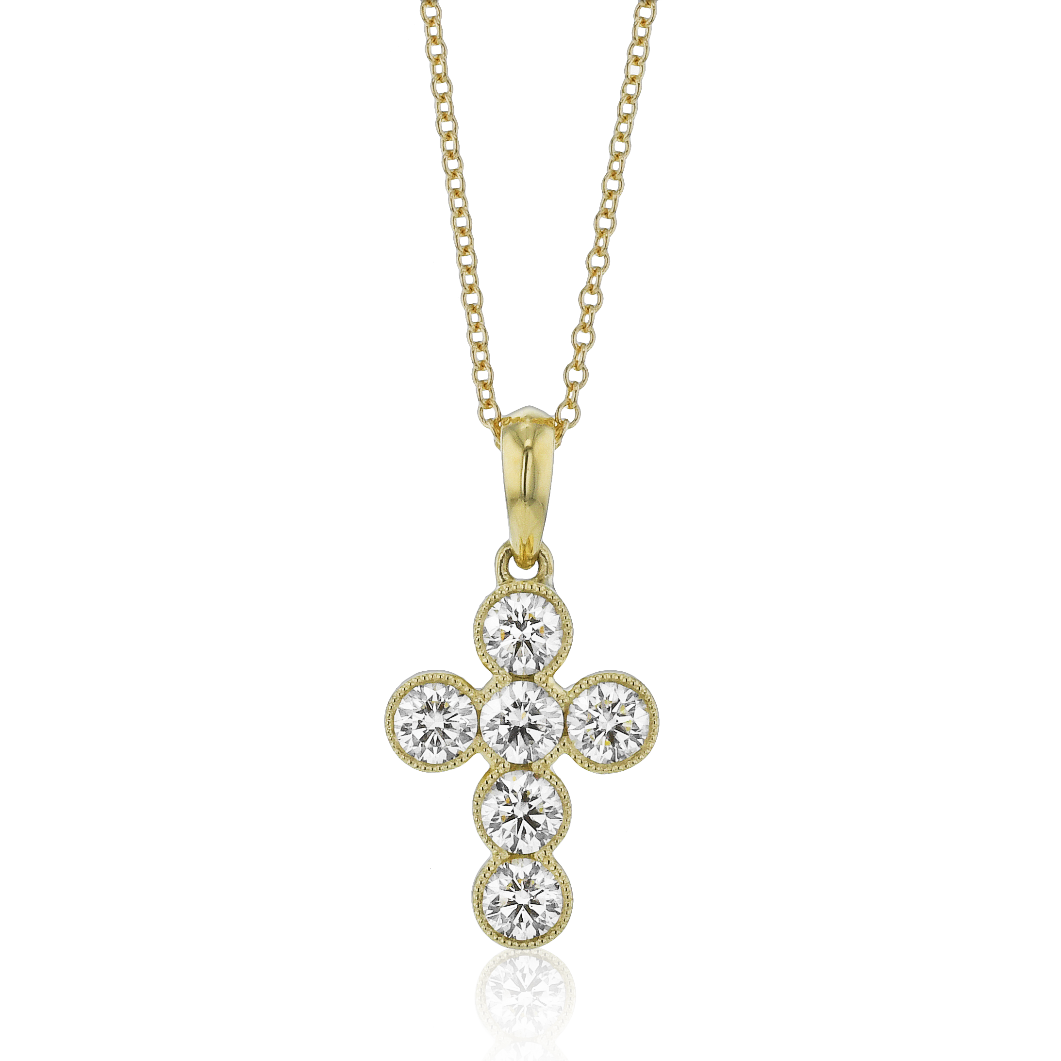 18K Yellow Gold Diamond Cross Pendant