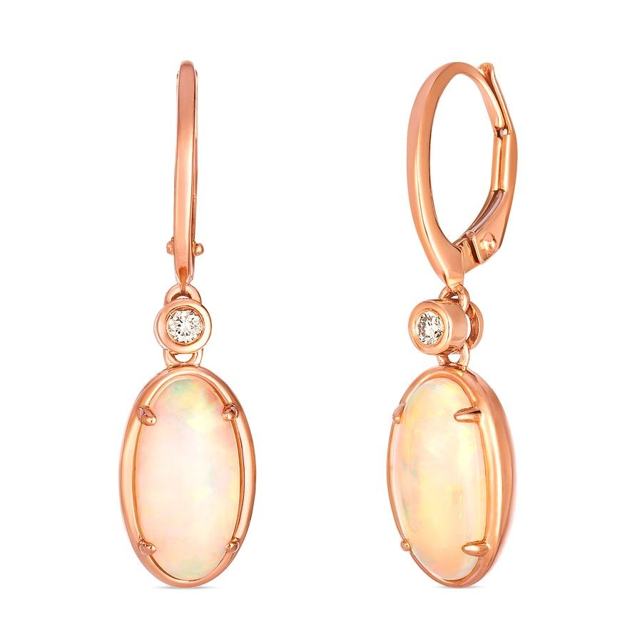 14K Rose Gold Opal Drop Earrings