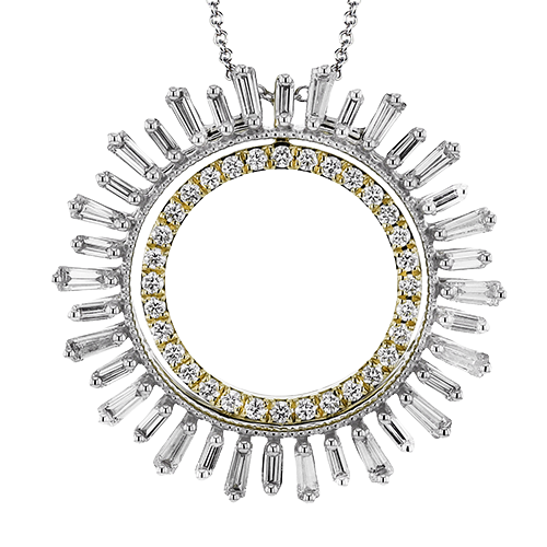 18K Two Tone Diamond Circle Pendant