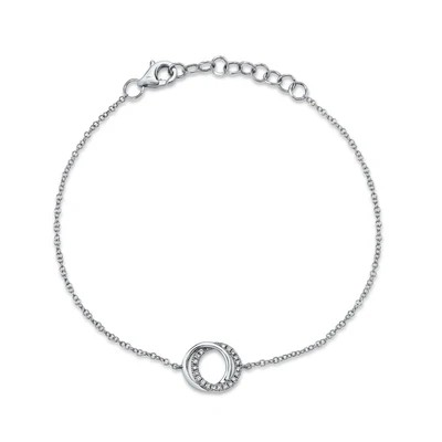 Women's 14K White Gold Diamond Rolo Braceleet