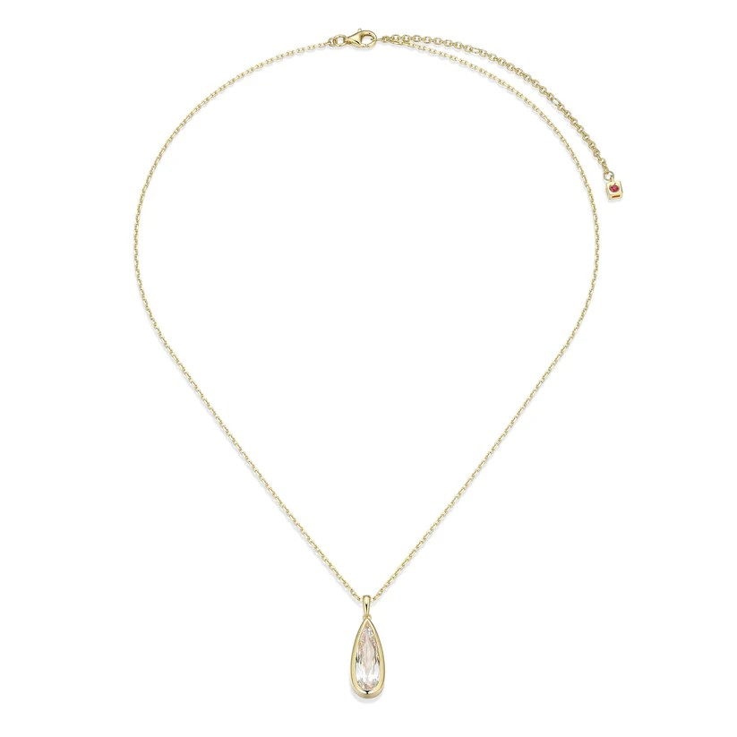 Sterling Silver Yellow Gold Plated CZ Drop Pendant