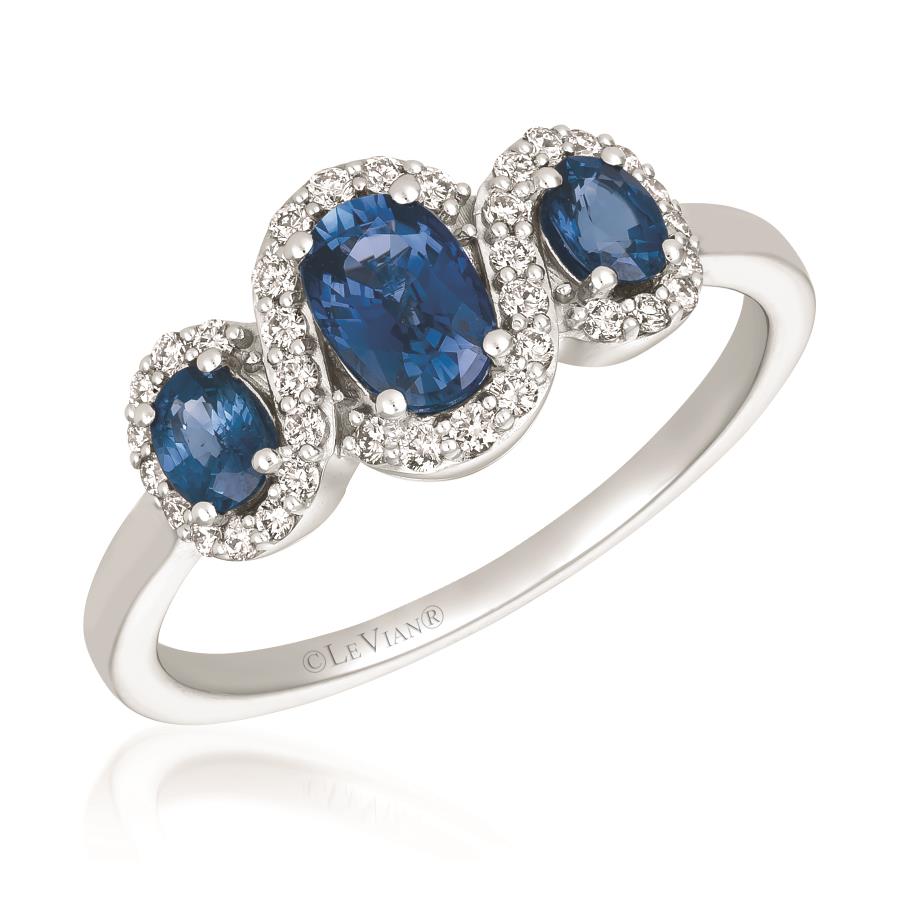 14K White Gold Sapphire 3 Stone Ring