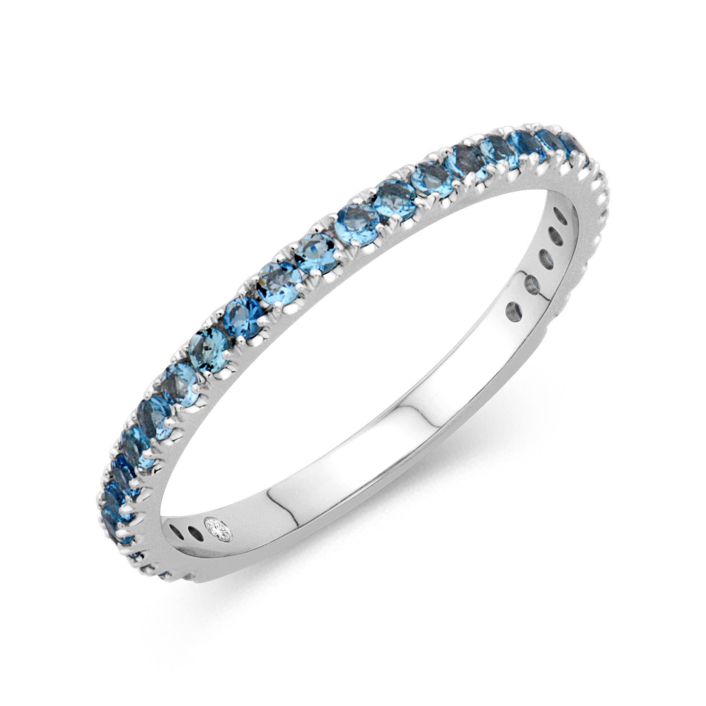 14K White Gold Blue Topaz Stackable Ring