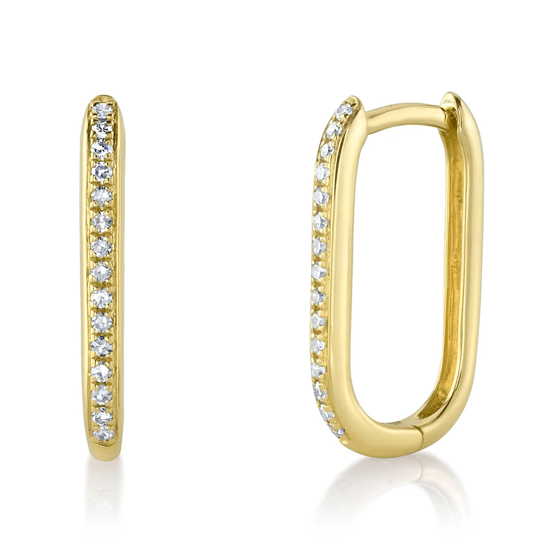 14K Yellow Gold Diamond Hoop Earrings