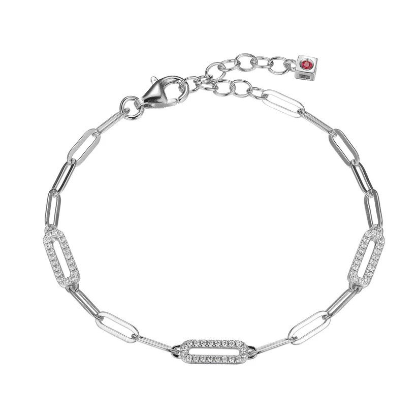 Sterling Silver CZ Open Link Bracelet