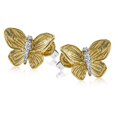 18K Two Tone Diamond Stud Earrings
