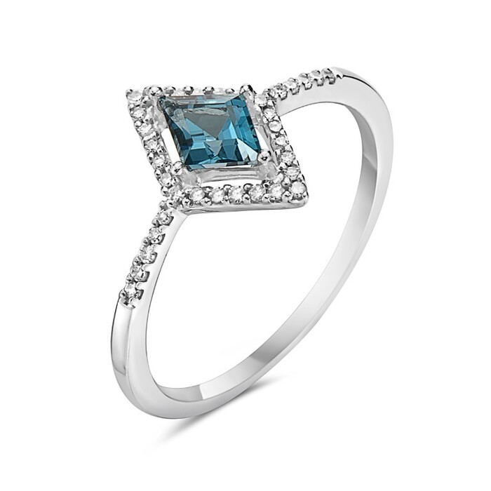 14K White Gold Blue Topaz Contemporary Ring
