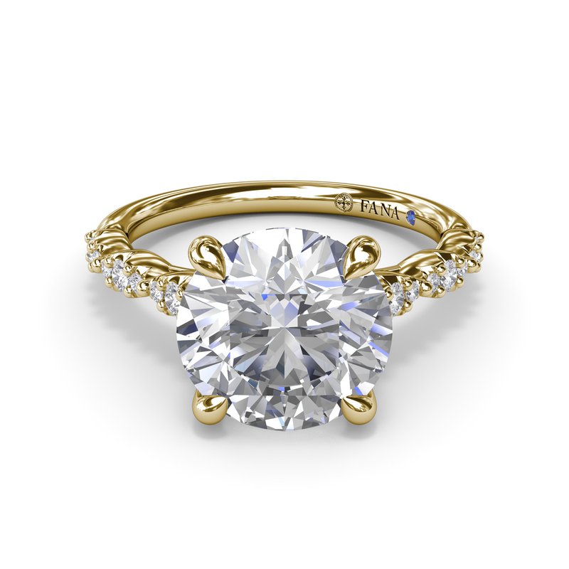 14K Yellow Gold Diamond Accented Engagement Ring