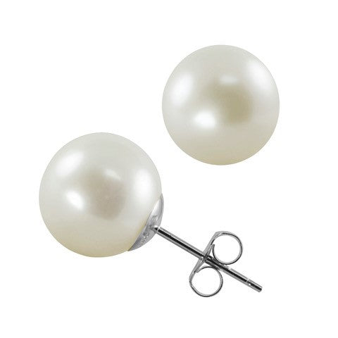 14K White Gold Pearl Stud Earrings