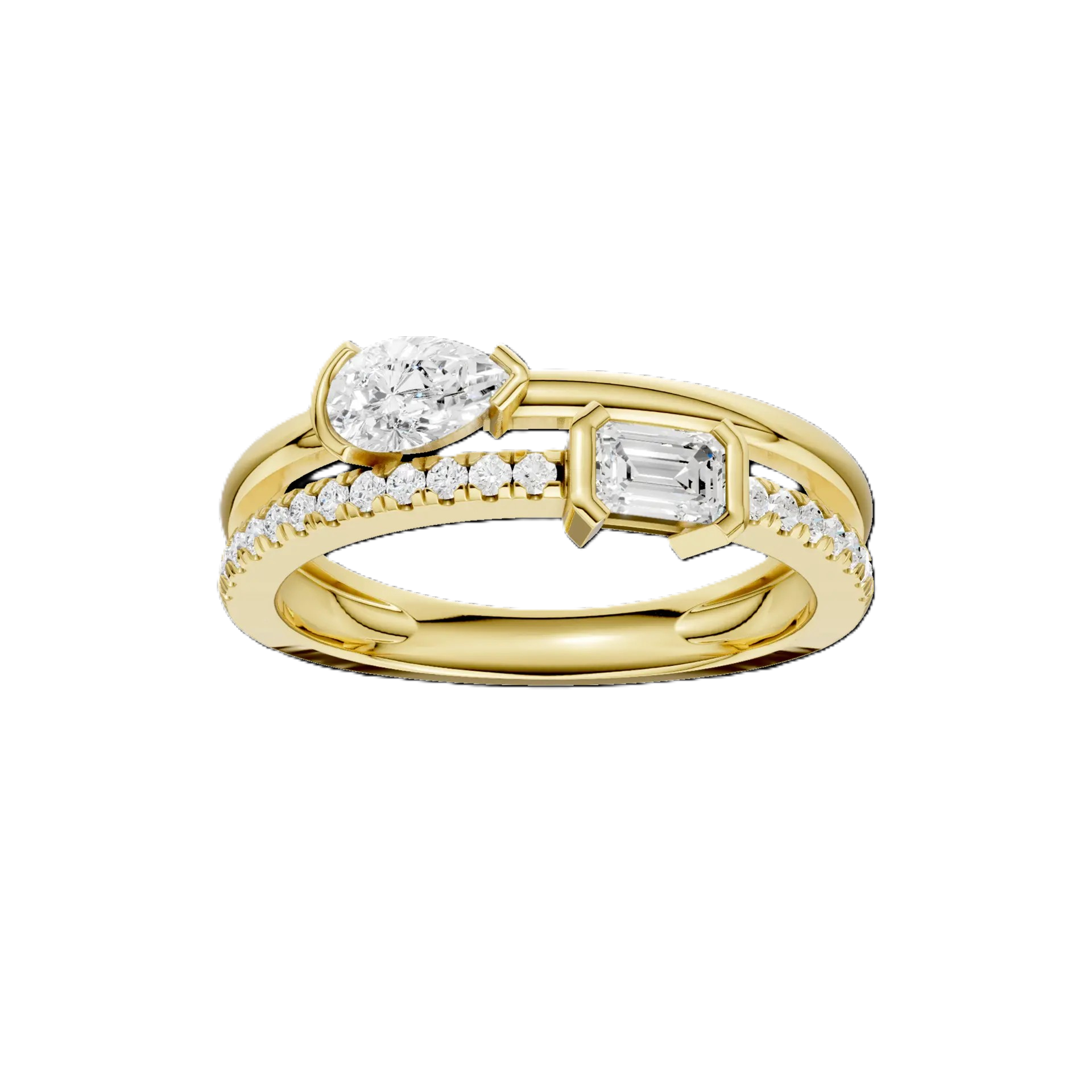 14K Yellow Gold Lab Grown Diamond Contemporary Ring