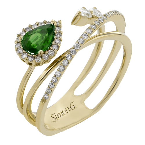 18K Yellow Gold Emerald Contemporary Ring