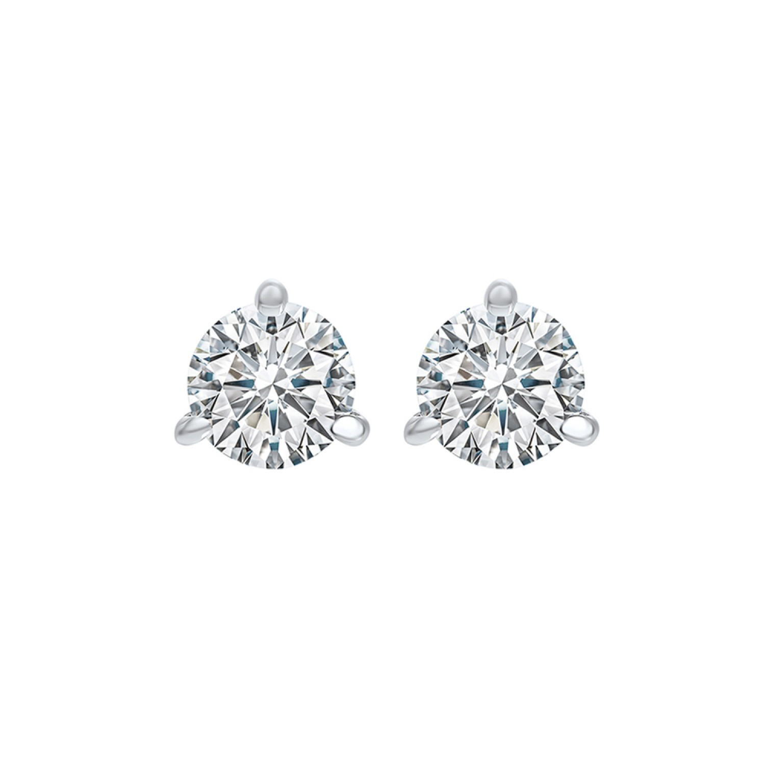 14K White Gold Diamond Stud Earrings